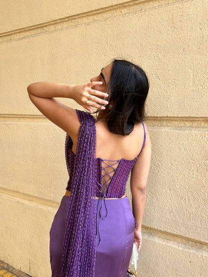 Purple Corset Saree