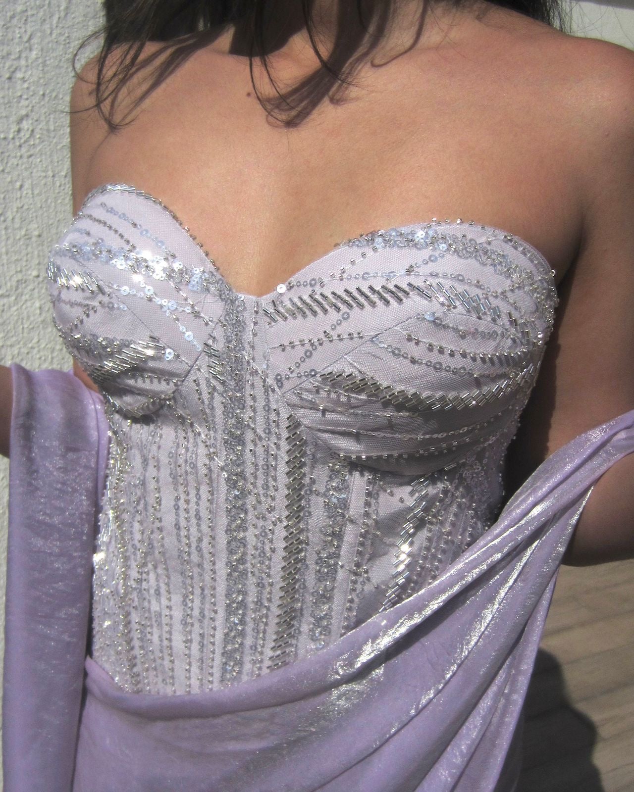 Lilac pre draped saree with corset blouse