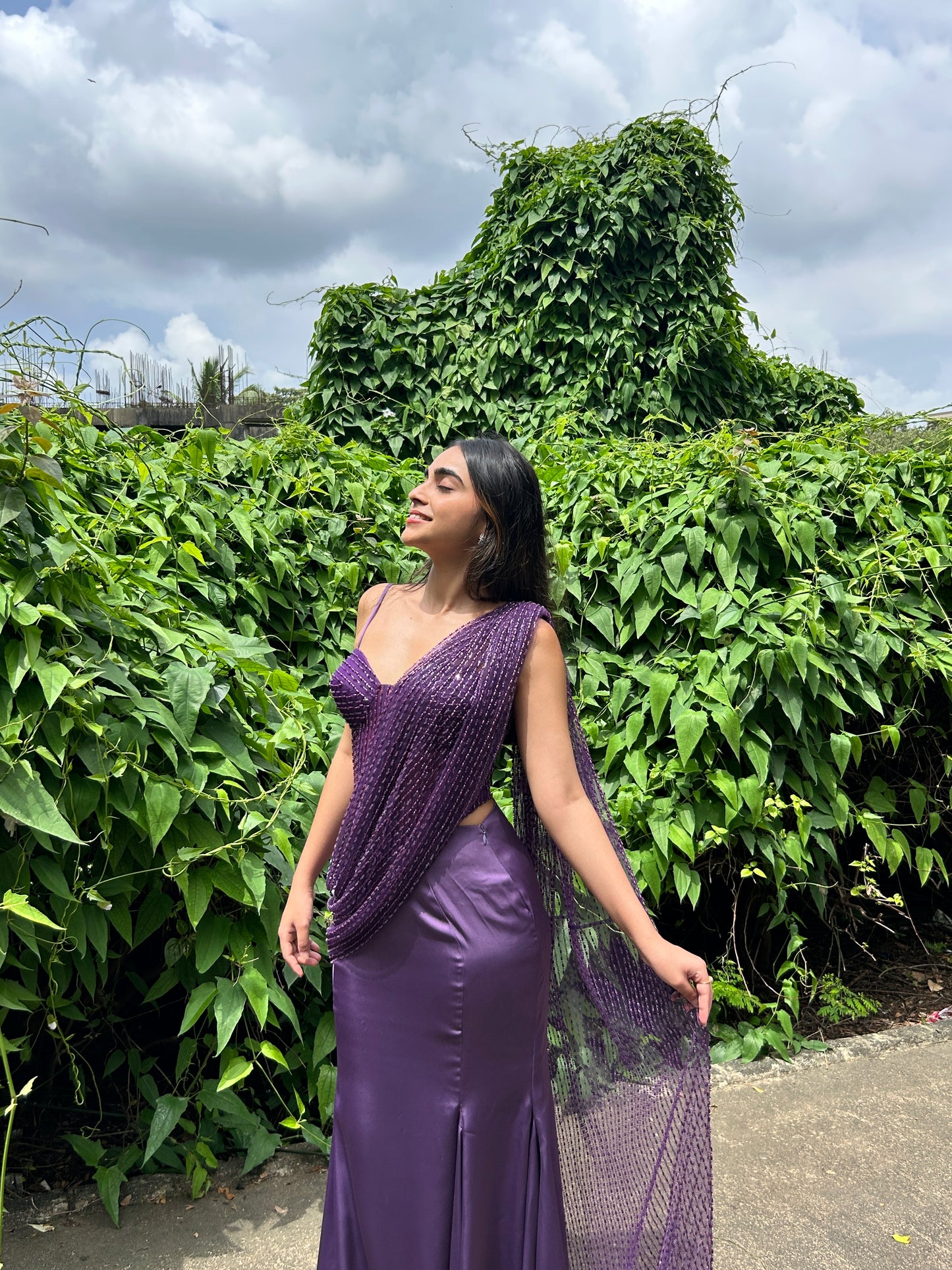 Purple Corset Saree