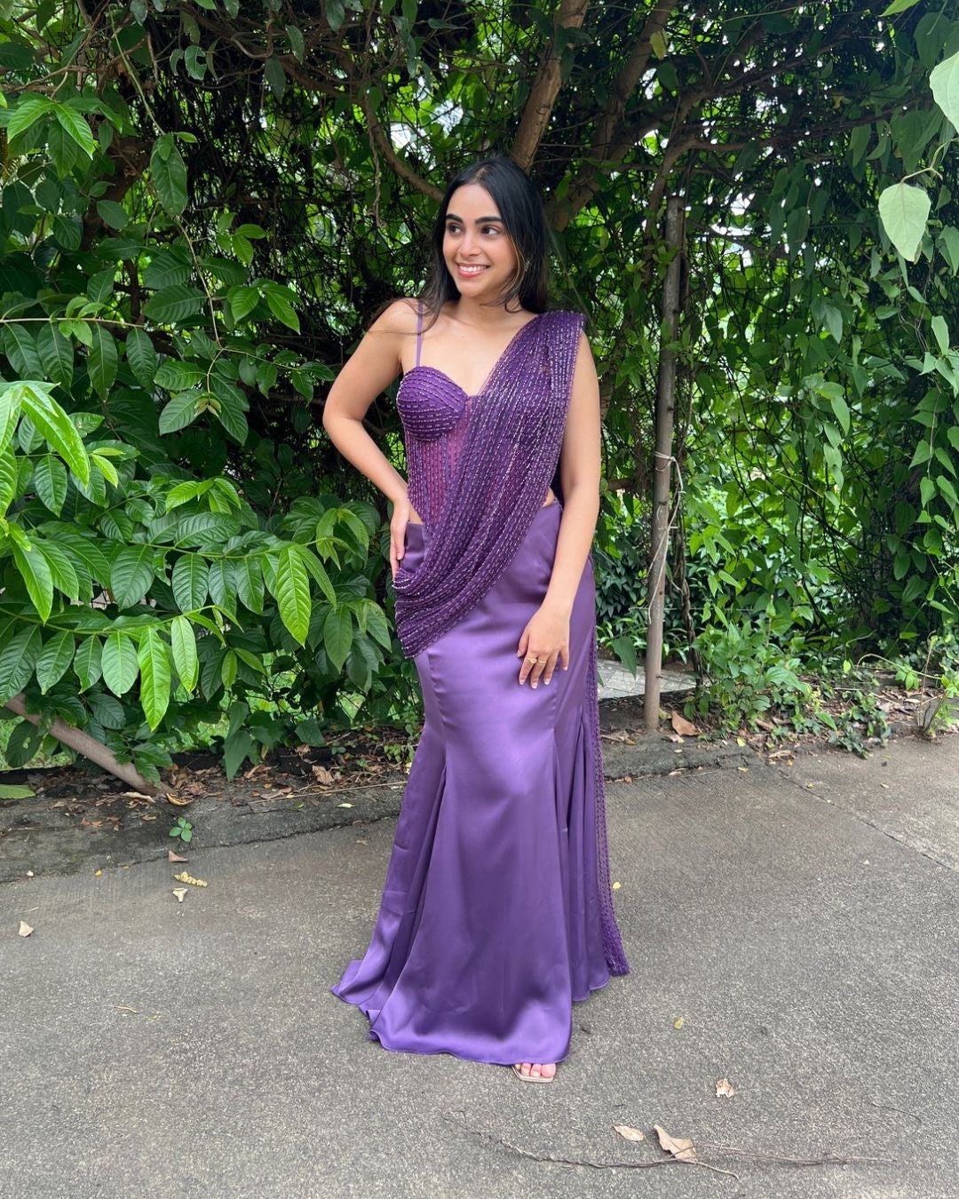 Purple Corset Saree